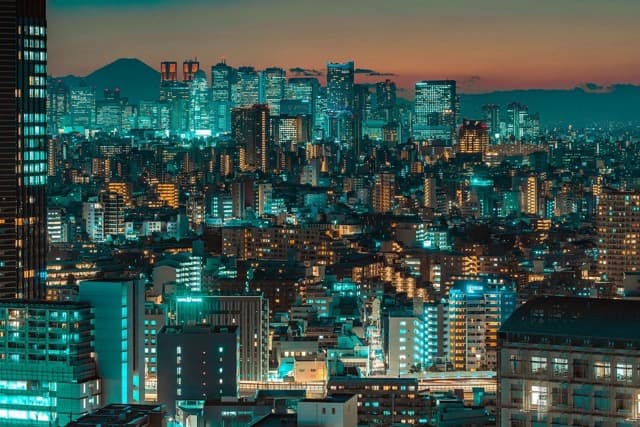 Cityscape with Mount Fuji